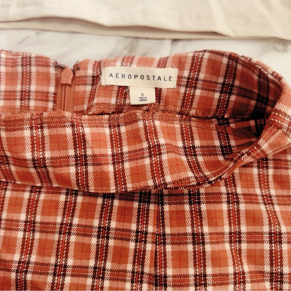 Aeropostale Men's Casual Orange Checkered Shirt